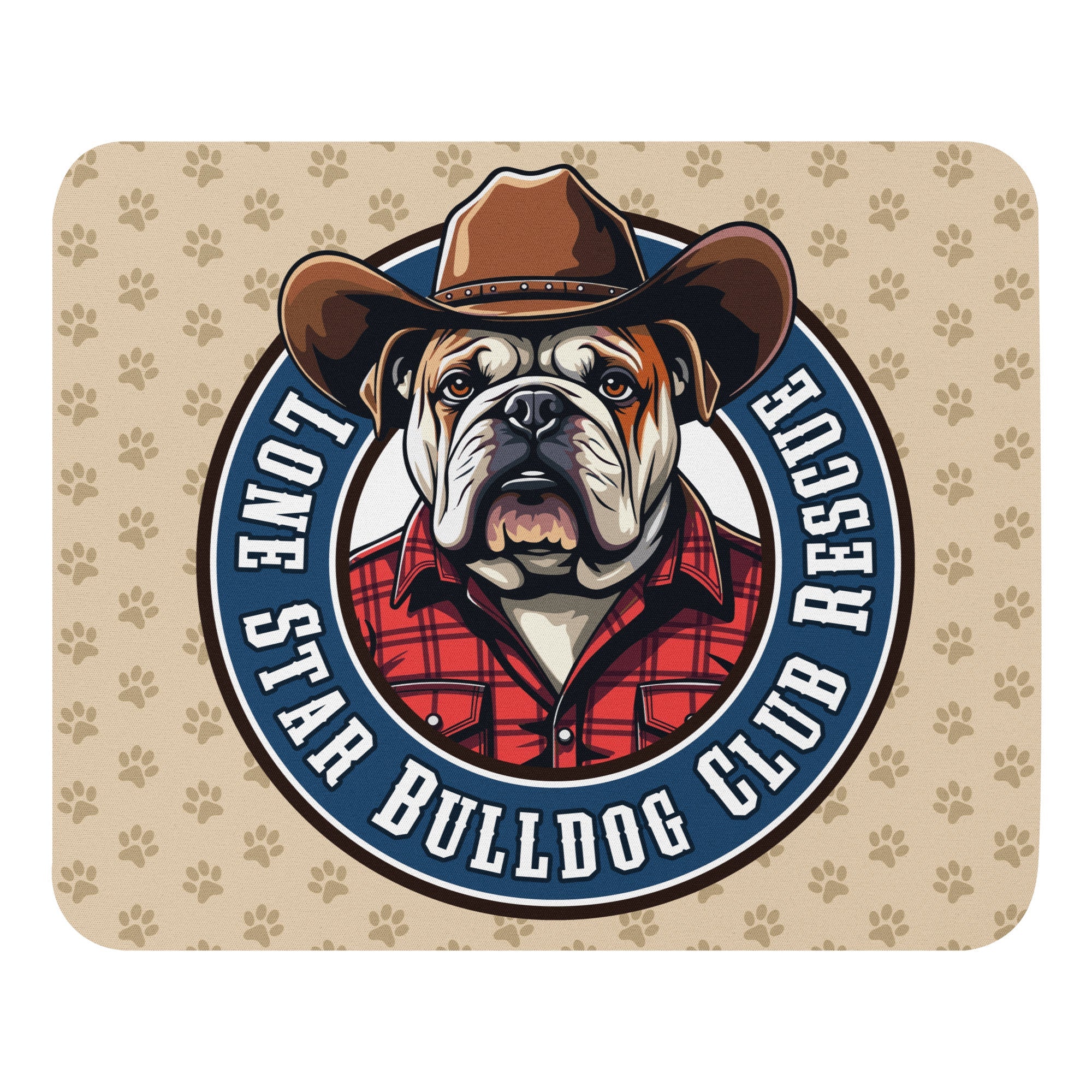 Cowbull Lone Star Bulldog Club Rescue Paw Print Mouse Pad