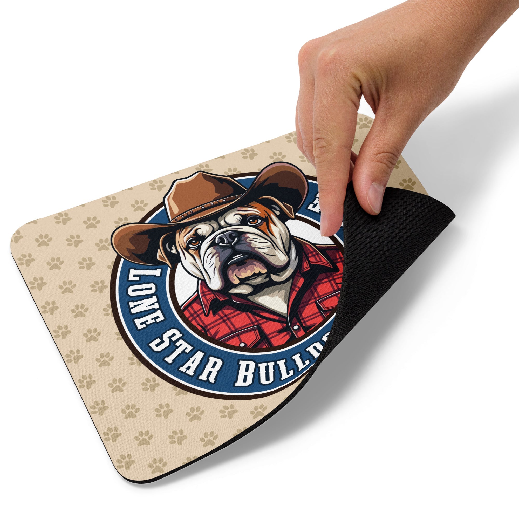 Cowbull Lone Star Bulldog Club Rescue Paw Print Mouse Pad