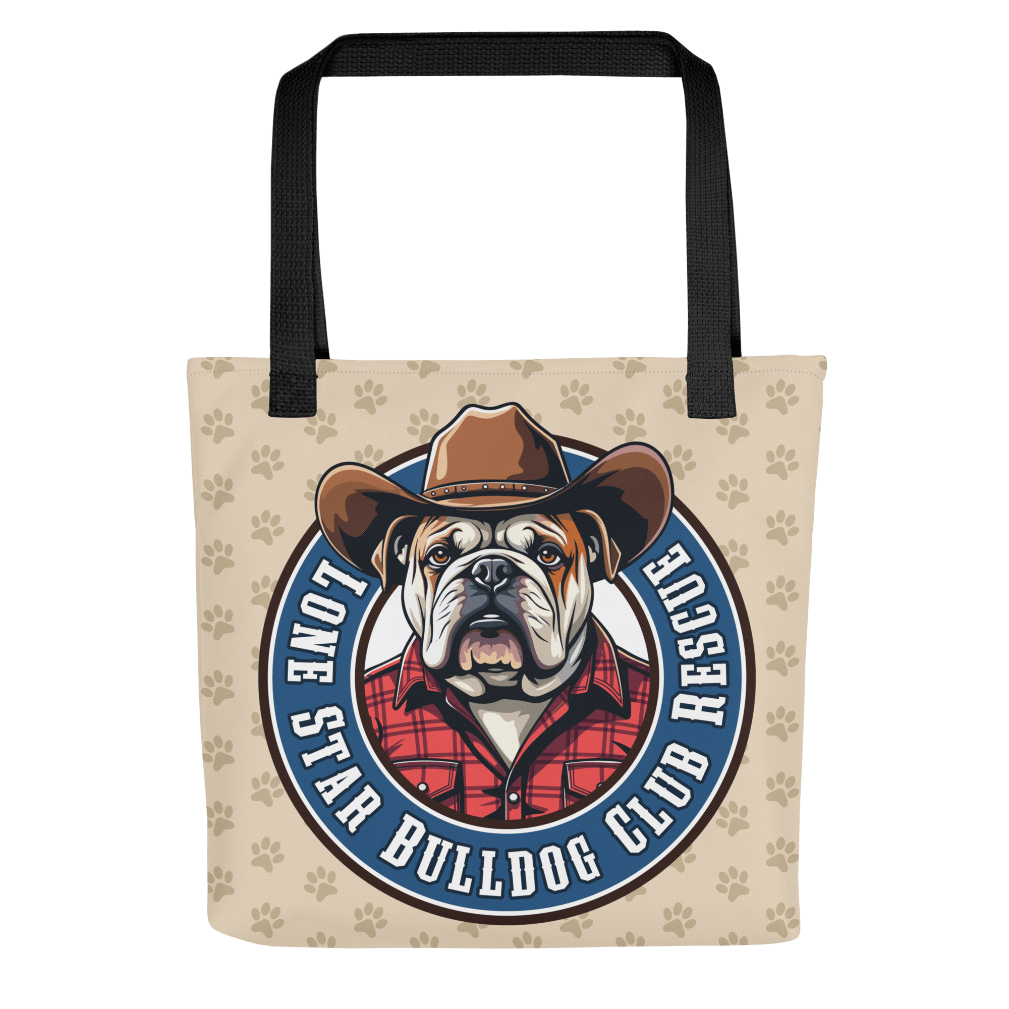 Cowbull Lone Star Bulldog Club Rescue Paw Print Tote Bag