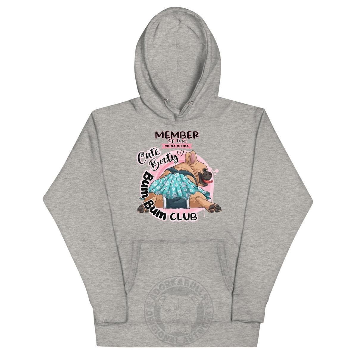 "Cute Booty Bum Bum Club" Female Frenchie Unisex Hoodie | Fawn & White Colored