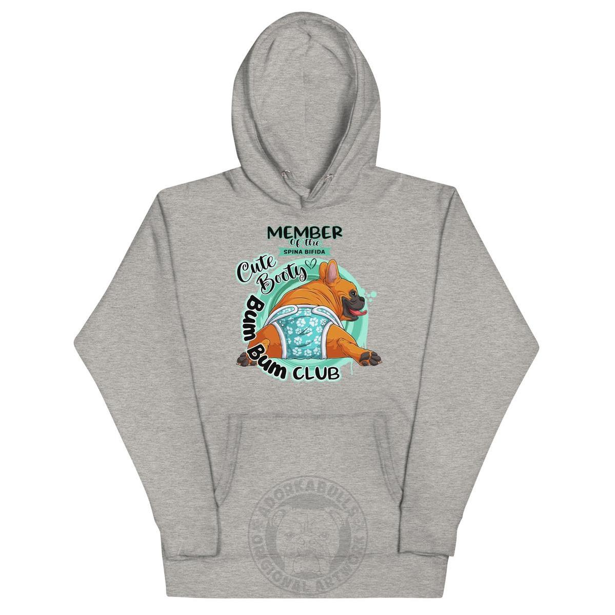 "Cute Booty Bum Bum Club" Male Frenchie Unisex Hoodie | Red & White Colored