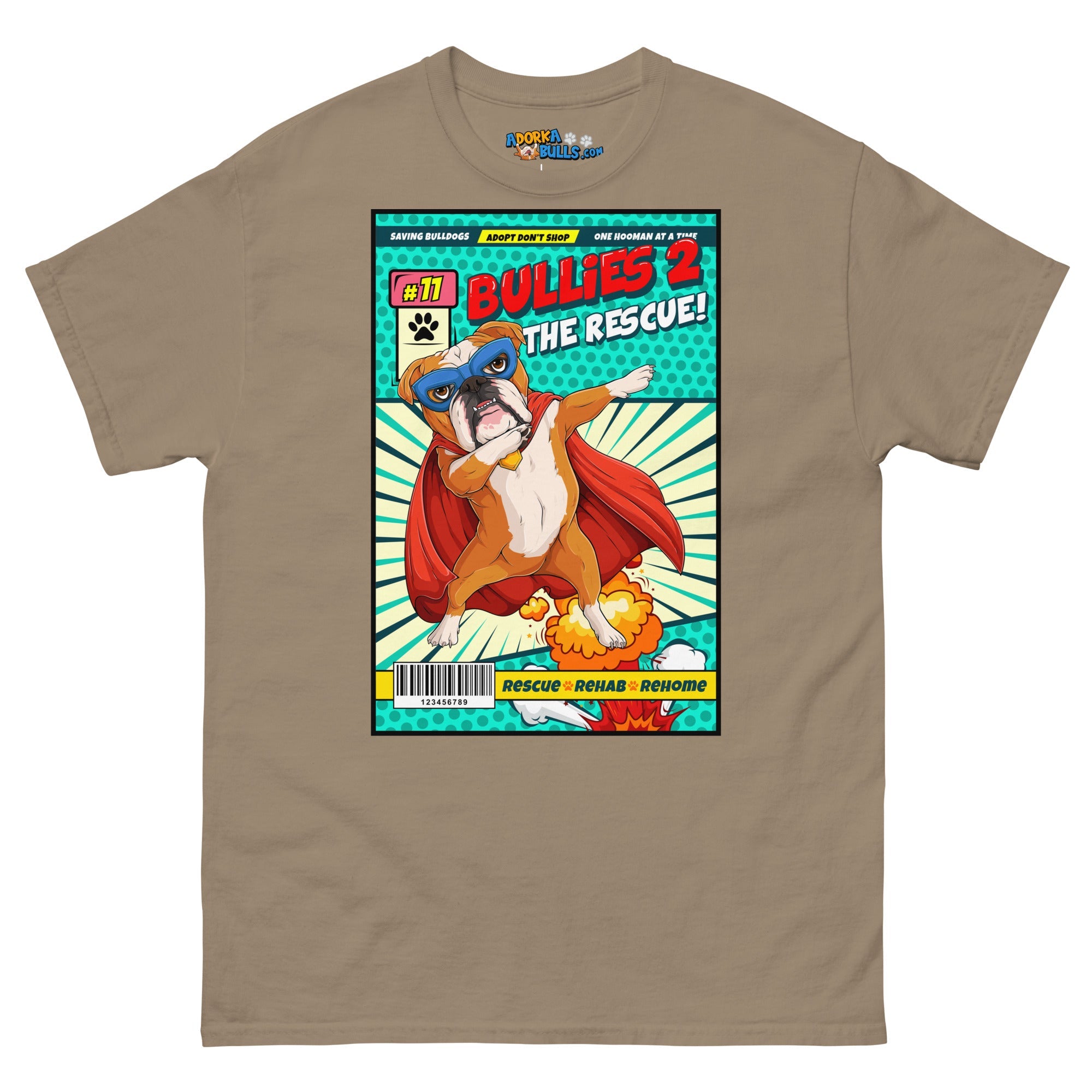 Dabbing Bulldog Superhero Comic Men&