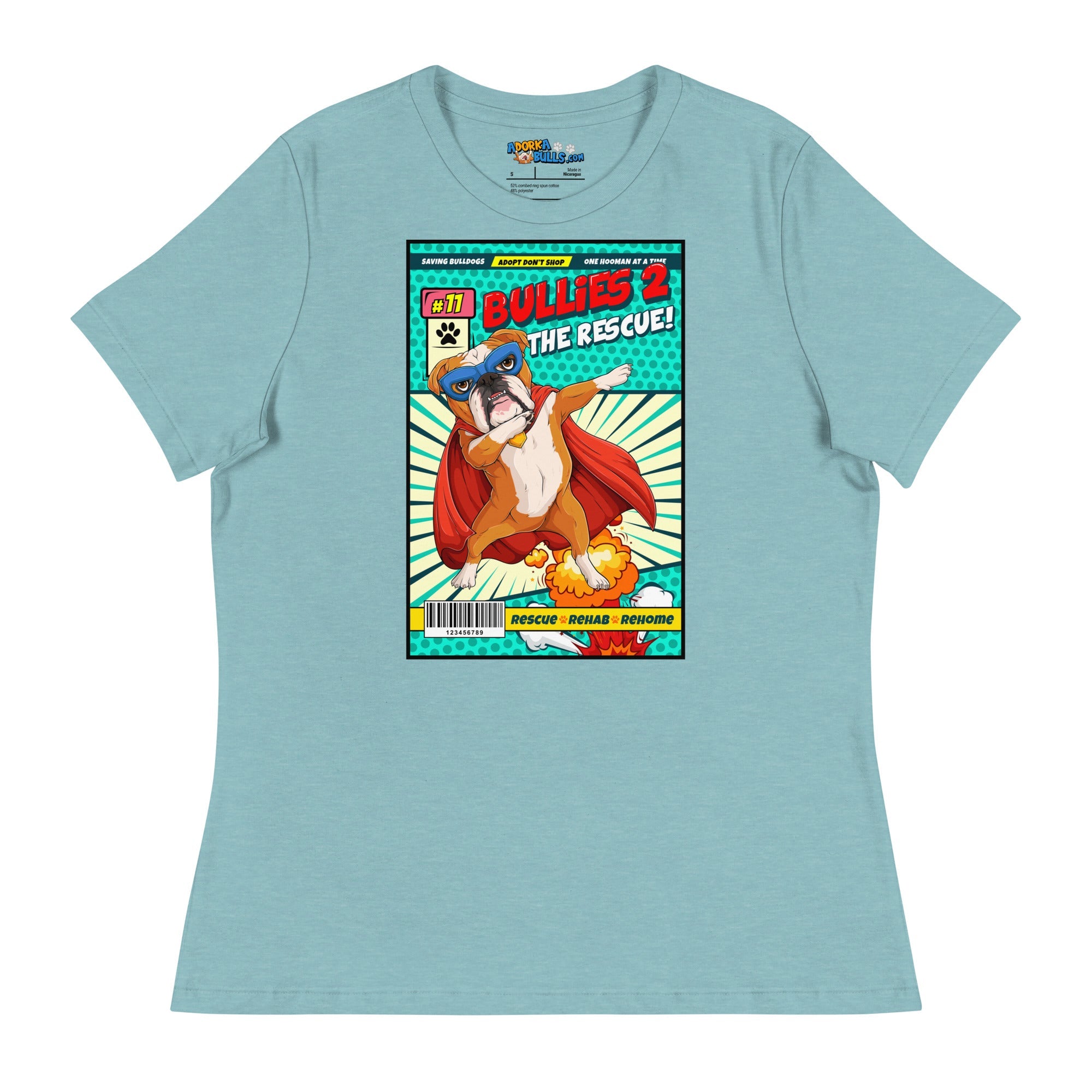 Dabbing Bulldog Superhero Comic Women&