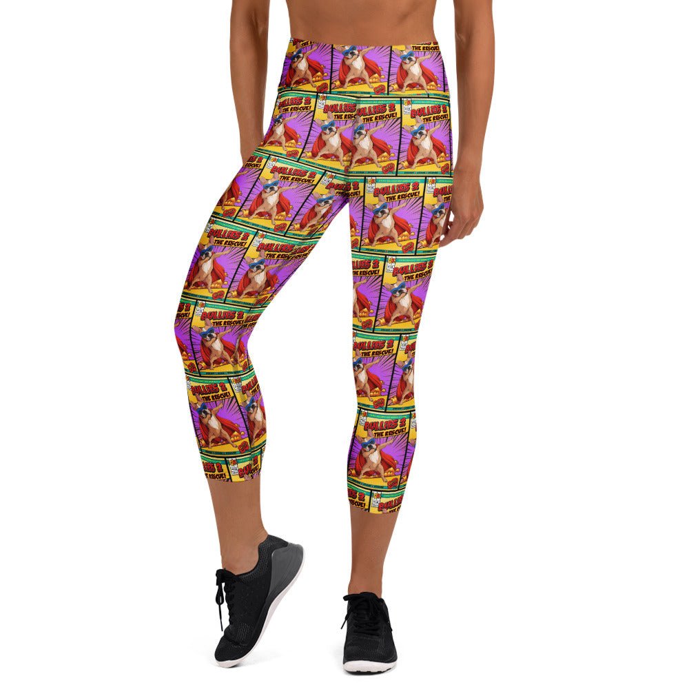 Dabbing Frenchie Superhero Comic Yoga Capri Leggings