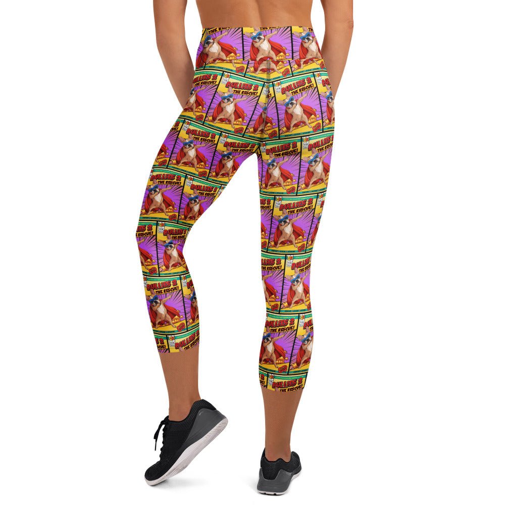 Dabbing Frenchie Superhero Comic Yoga Capri Leggings