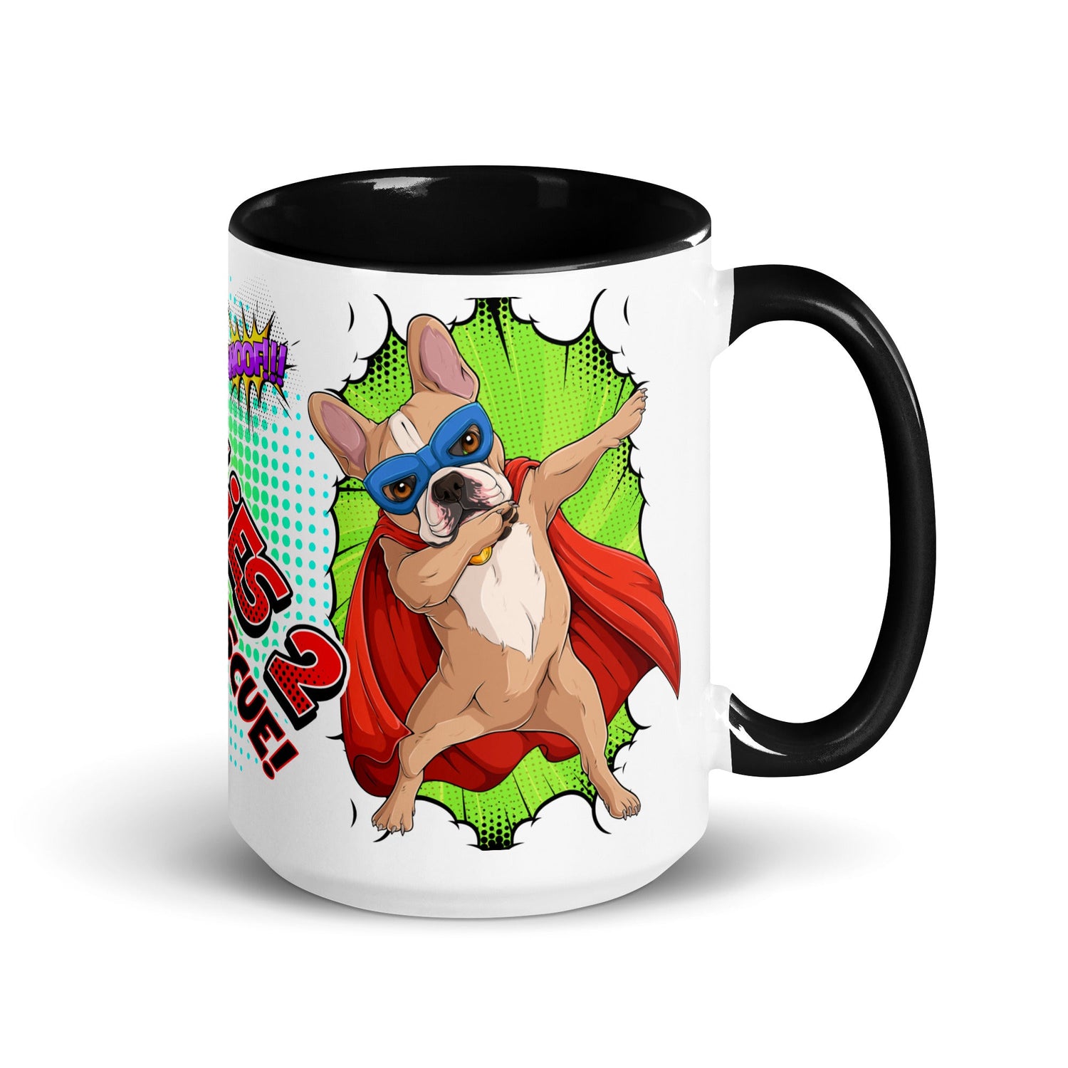 Dabbing Frenchie Superhero Mug with Color Inside