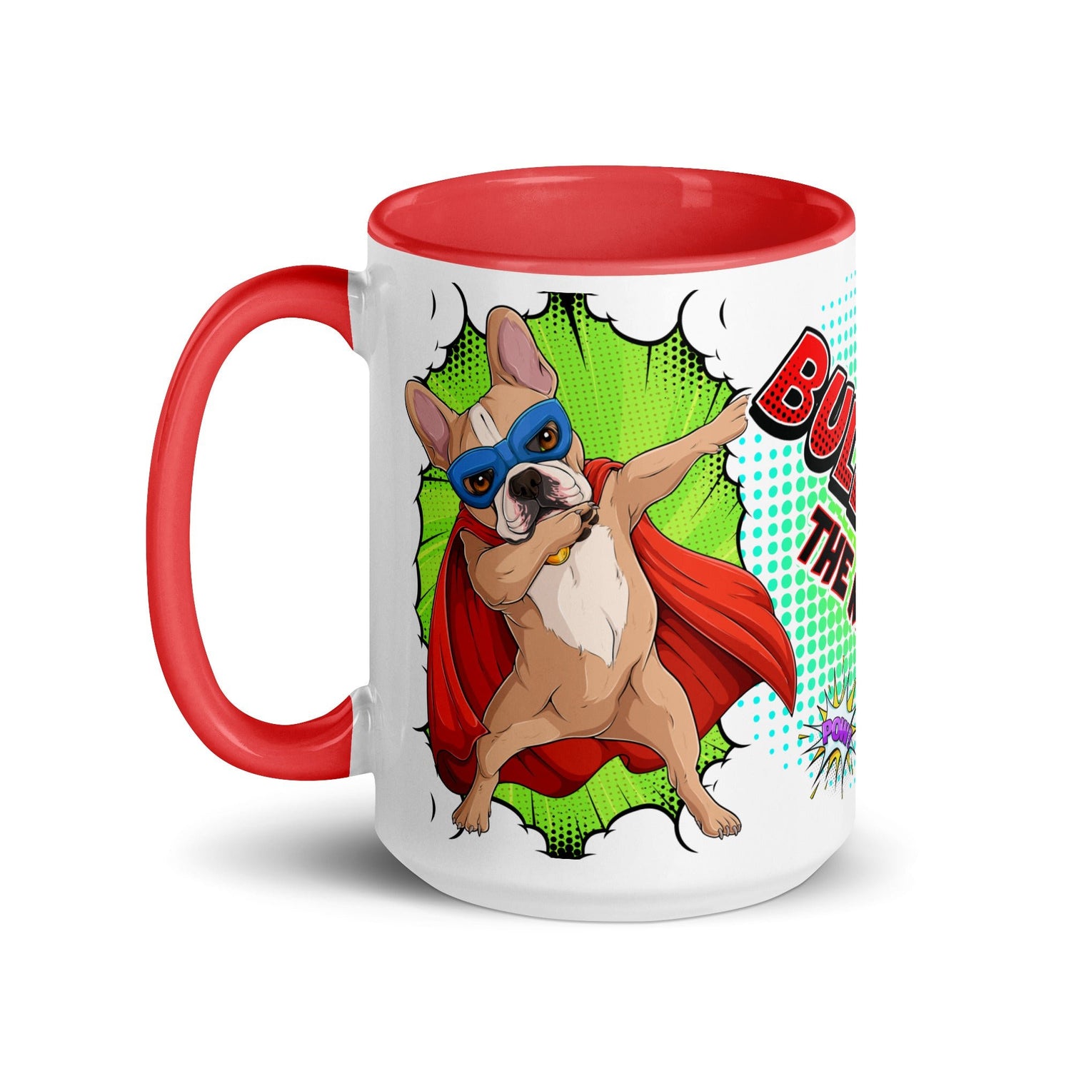 Dabbing Frenchie Superhero Mug with Color Inside