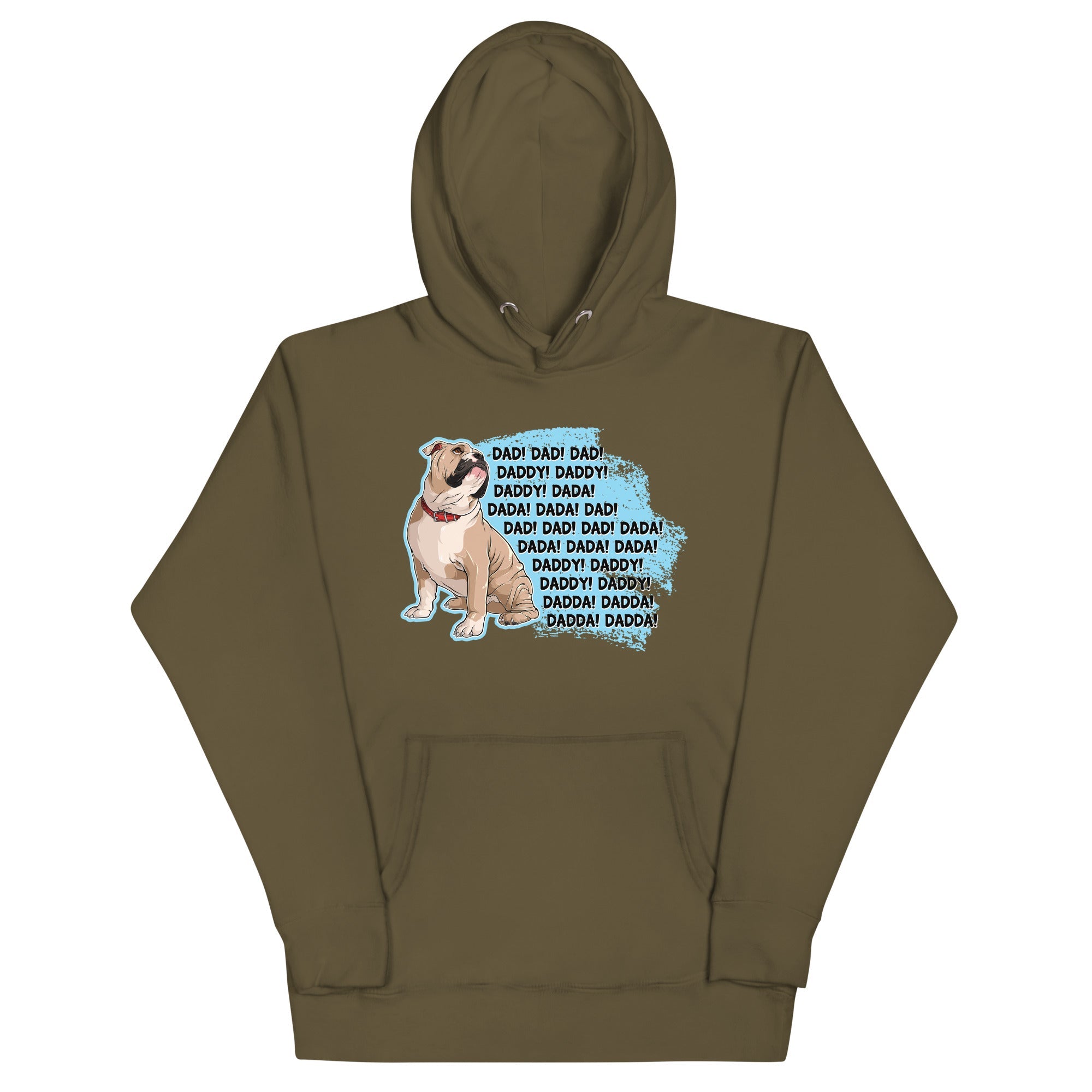 "Dad Daddy Dada" English Bulldog Unisex Hoodie | Fawn & White Colored