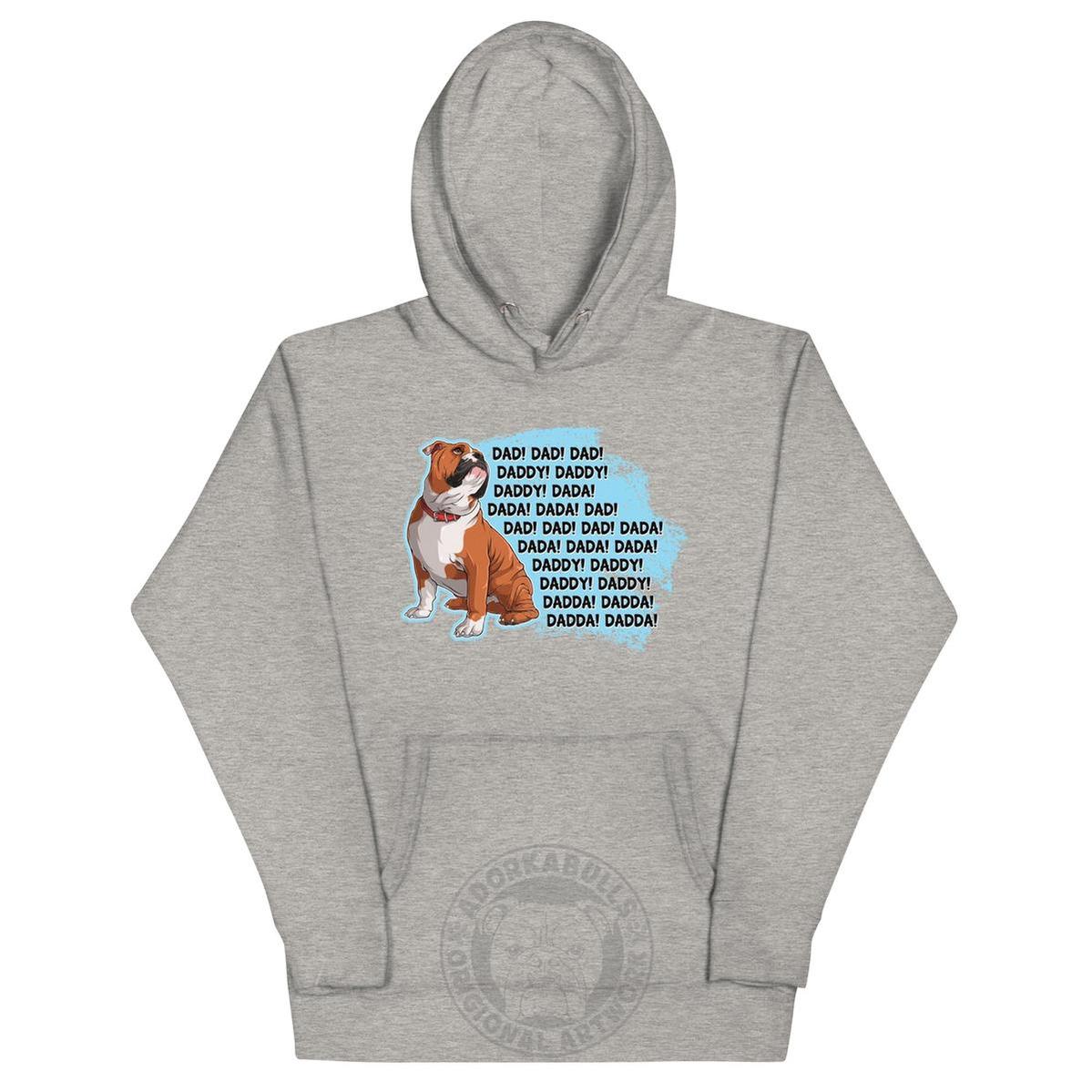 "Dad Daddy Dada" English Bulldog Unisex Hoodie | Red & White Colored