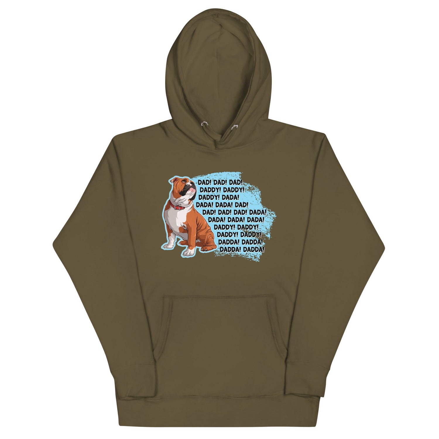 "Dad Daddy Dada" English Bulldog Unisex Hoodie | Red & White Colored