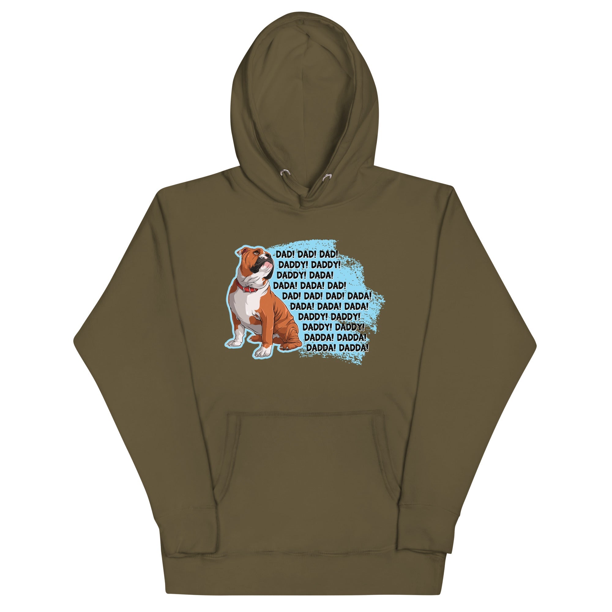"Dad Daddy Dada" English Bulldog Unisex Hoodie | Red & White Colored