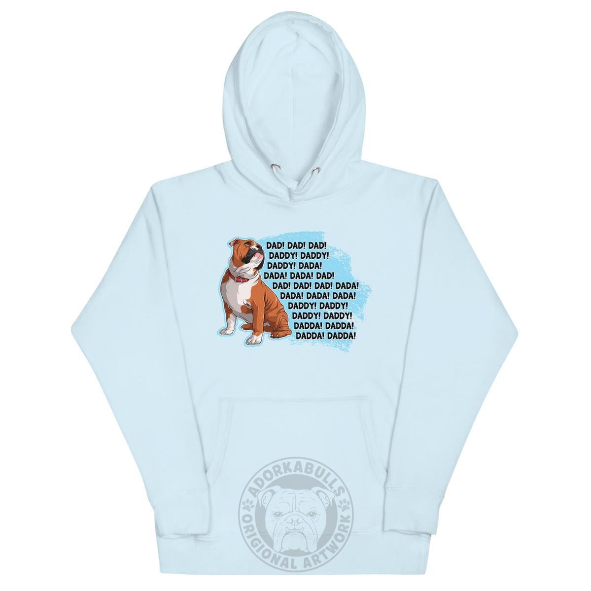 "Dad Daddy Dada" English Bulldog Unisex Hoodie | Red & White Colored