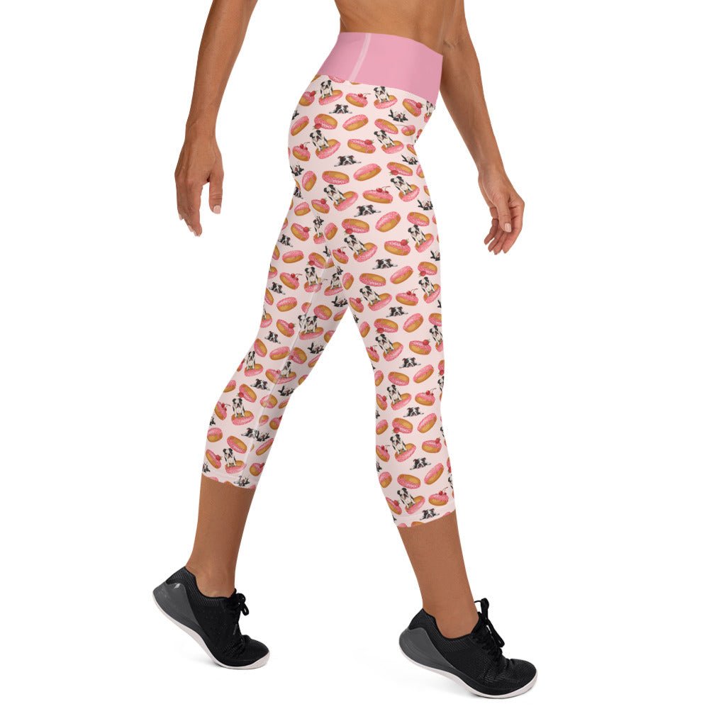 Donuts & Bullies Yoga Capri Leggings | Black & White Colored