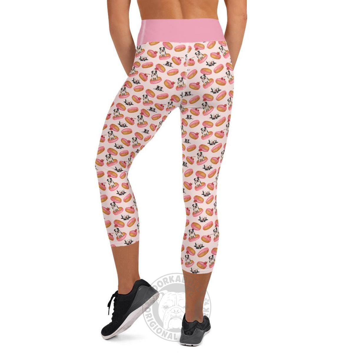 Donuts & Bullies Yoga Capri Leggings | Black & White Colored