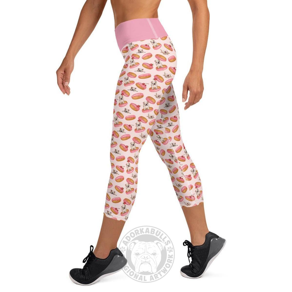 Donuts & Bullies Yoga Capri Leggings | Fawn & White Colored