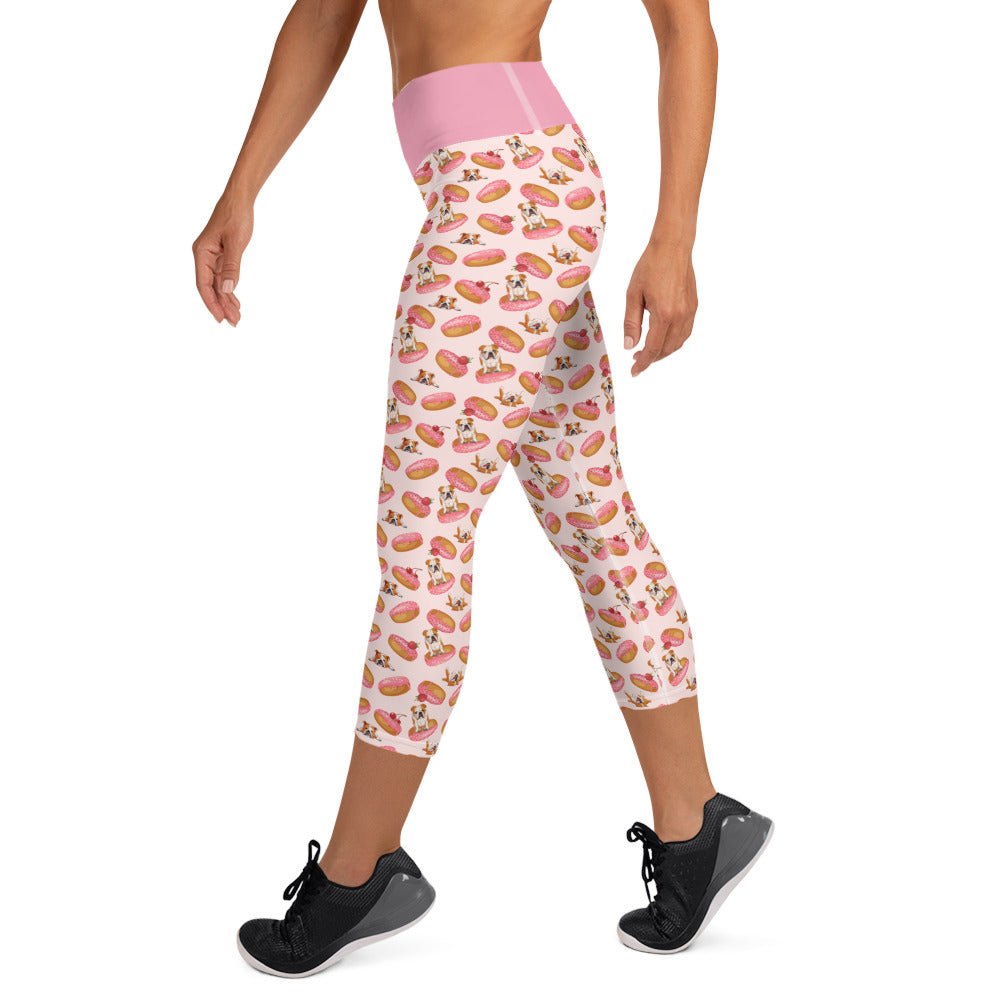 Donuts & Bullies Yoga Capri Leggings | Red & White Colored
