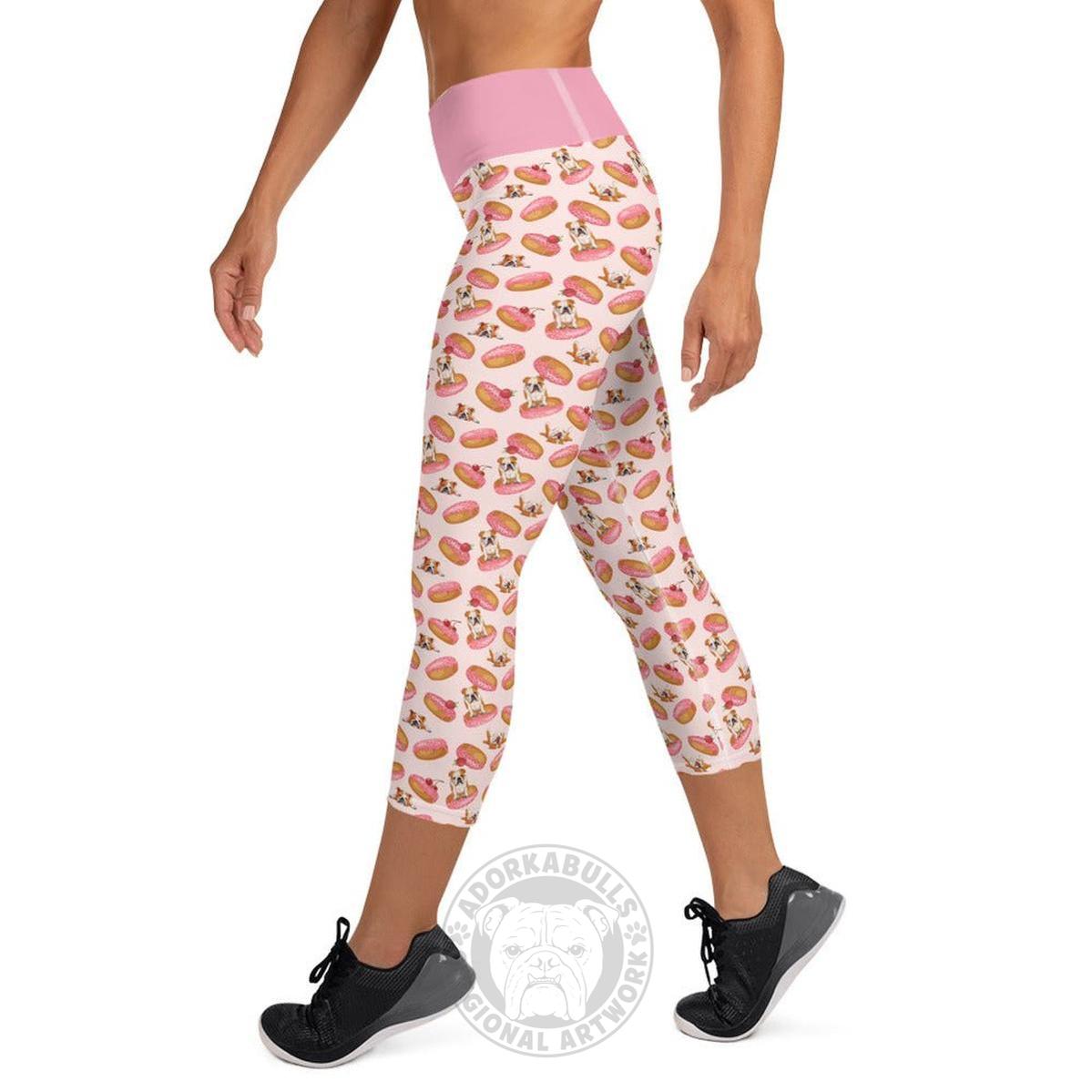 Donuts & Bullies Yoga Capri Leggings | Red & White Colored