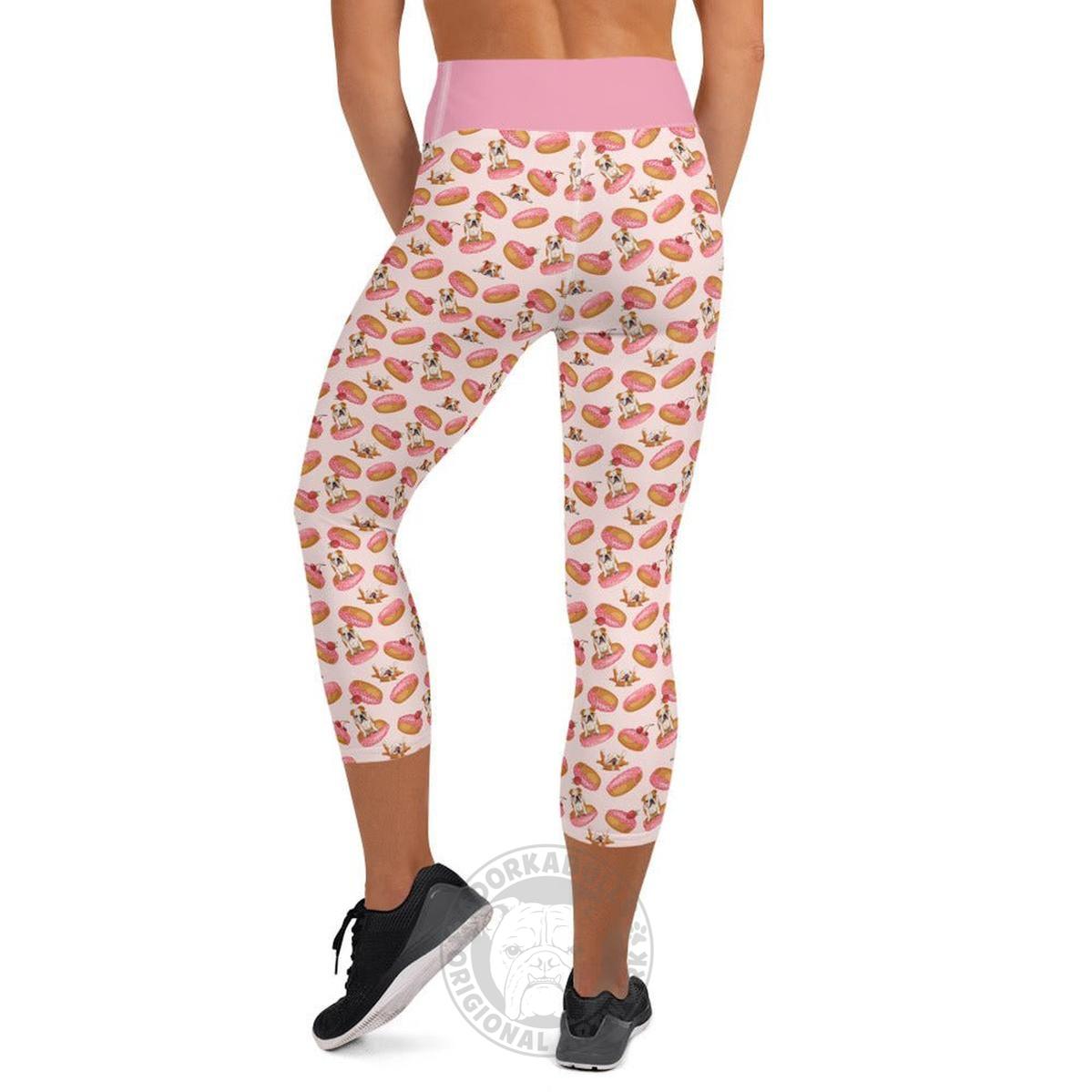 Donuts & Bullies Yoga Capri Leggings | Red & White Colored