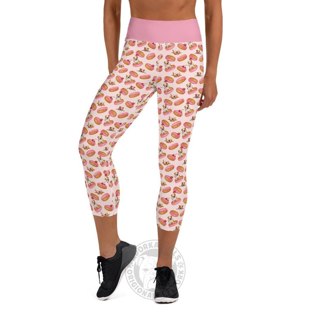 Donuts & Bullies Yoga Capri Leggings | Red & White Colored