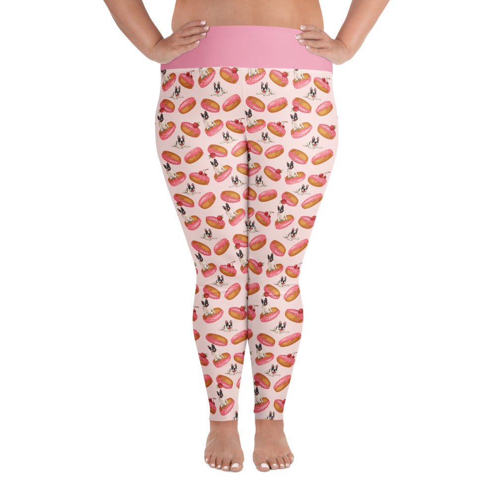 Donuts & Frenchies Plus Size Leggings | B&W Colored