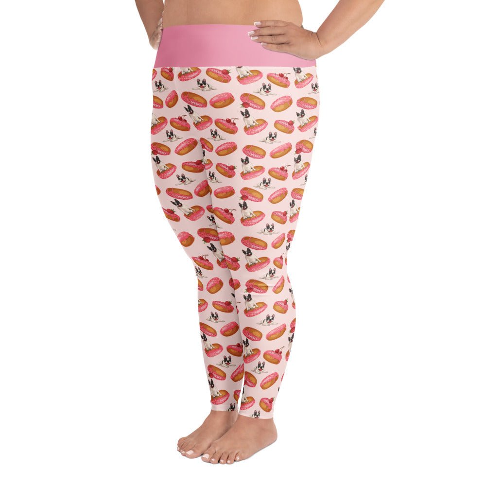 Donuts & Frenchies Plus Size Leggings | B&W Colored