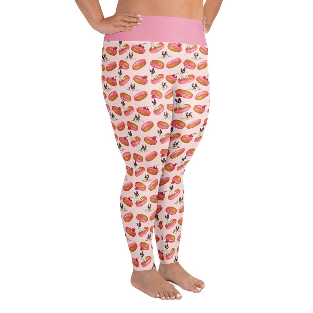 Donuts & Frenchies Plus Size Leggings | B&W Colored