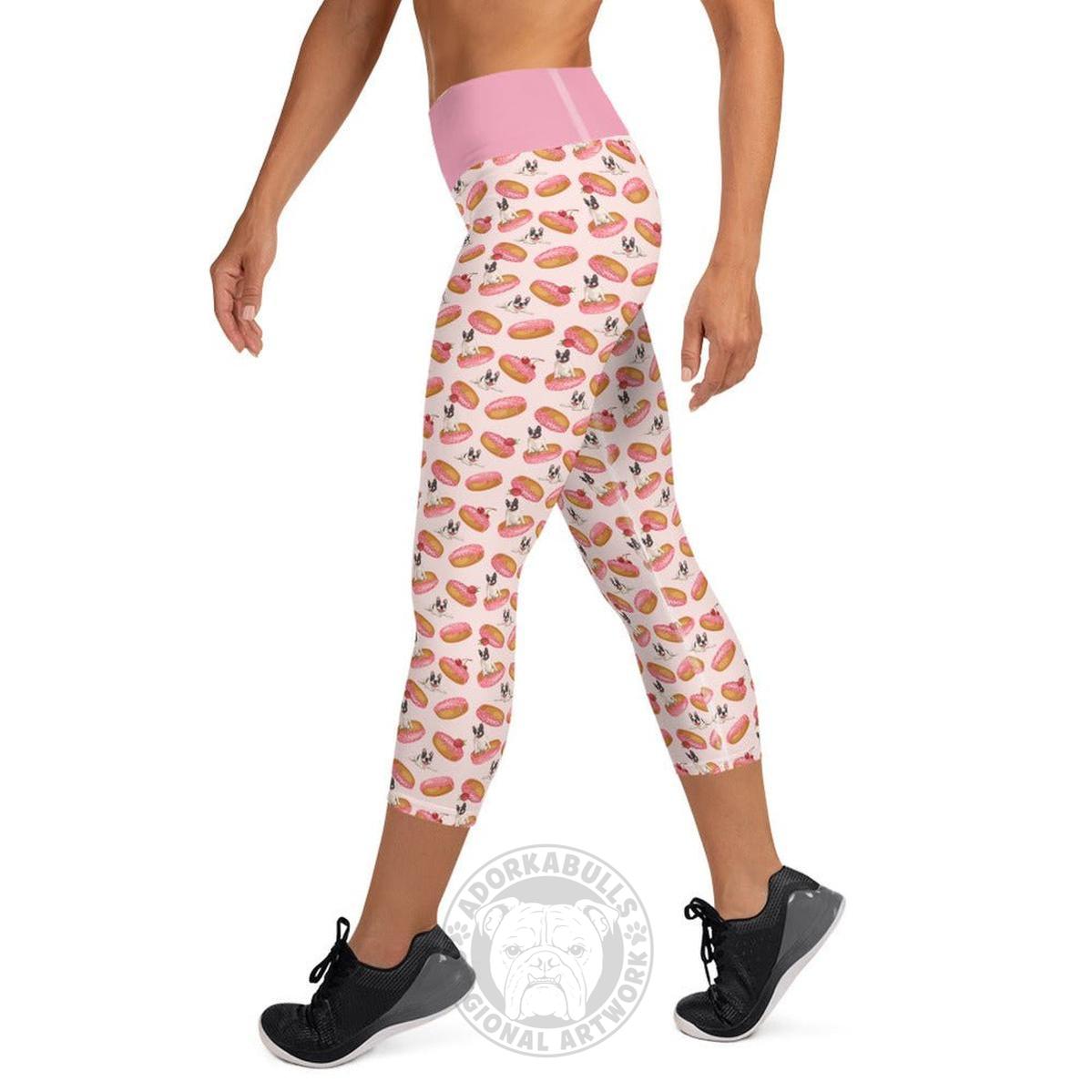 Donuts & Frenchies Yoga Capri Leggings | B&W Colored