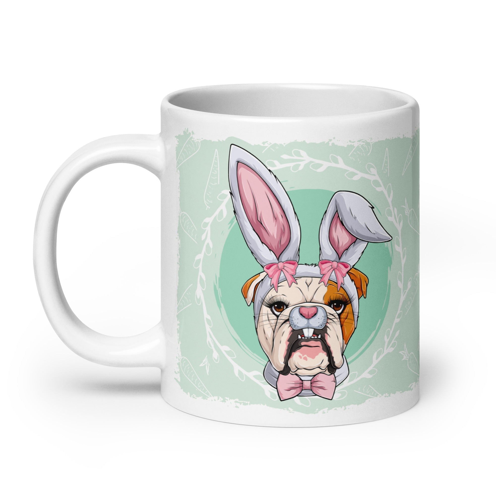 Female Easter Bulldog Mug (20oz) | Red & White Colored