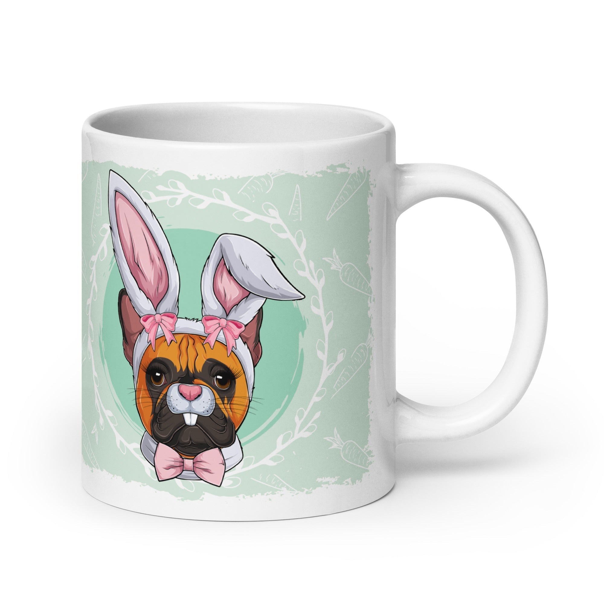Female Easter Frenchie Mug (20oz) | Red & White Colored
