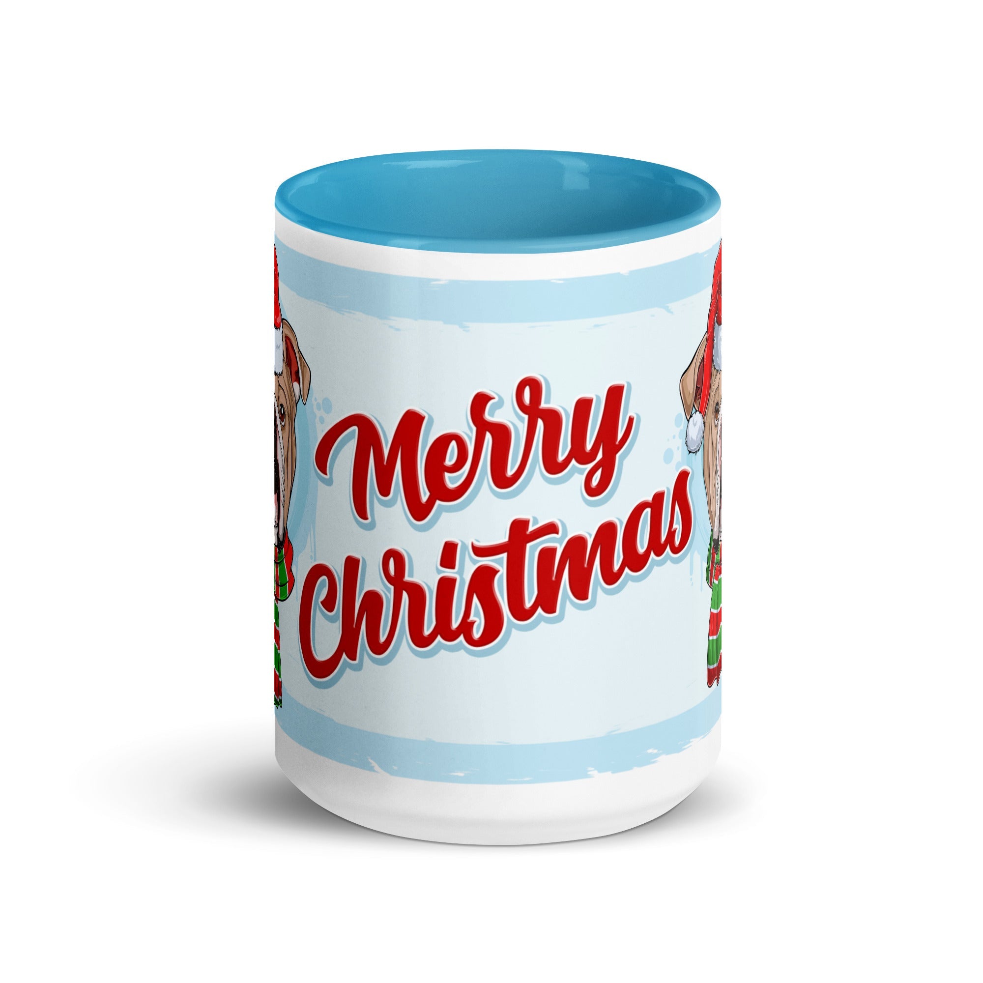 Festive "Merry Christmas" English Bulldog Mug | Fawn & White Colored Male
