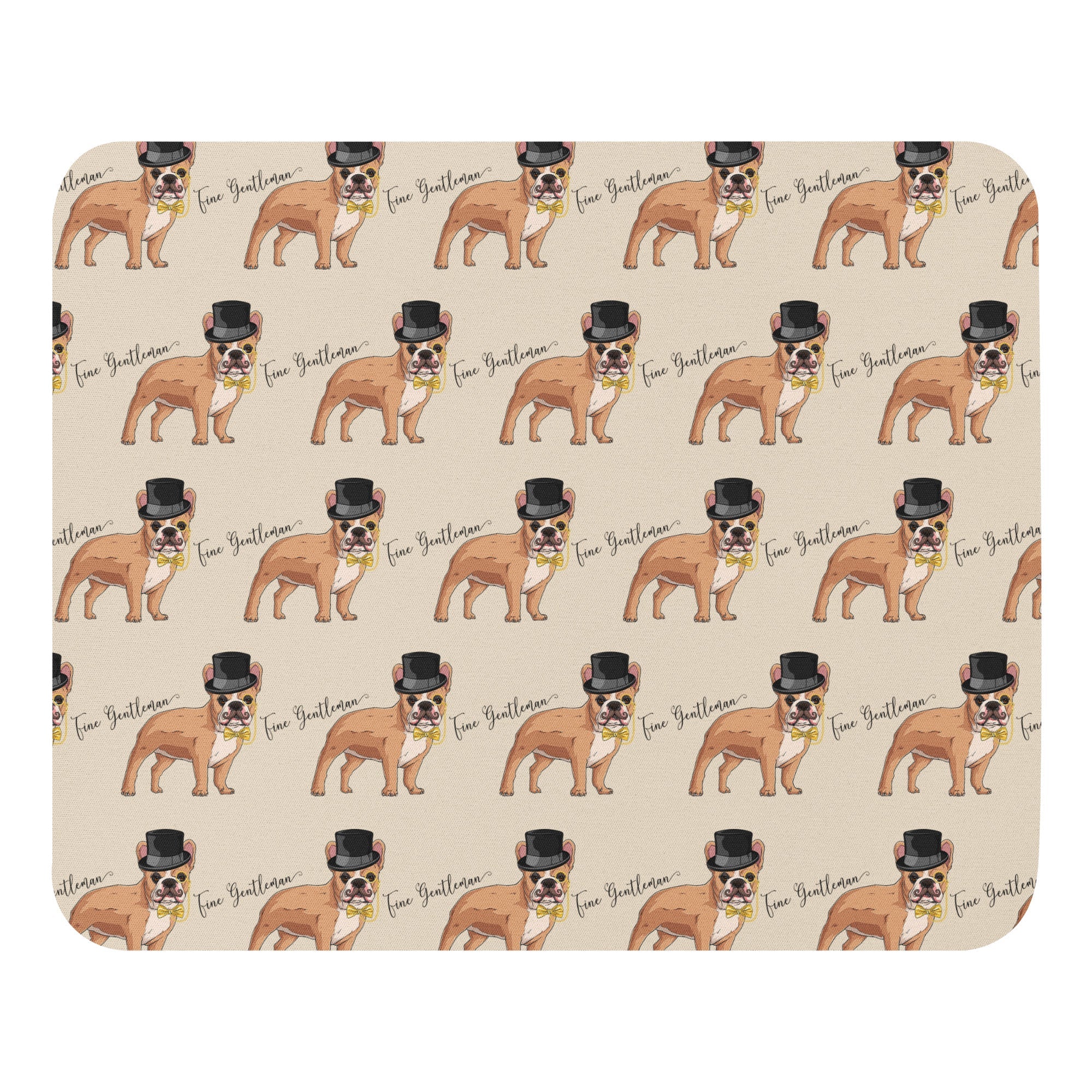 "Fine Gentleman" Mouse Pad | Fawn & White Colored French Bulldog