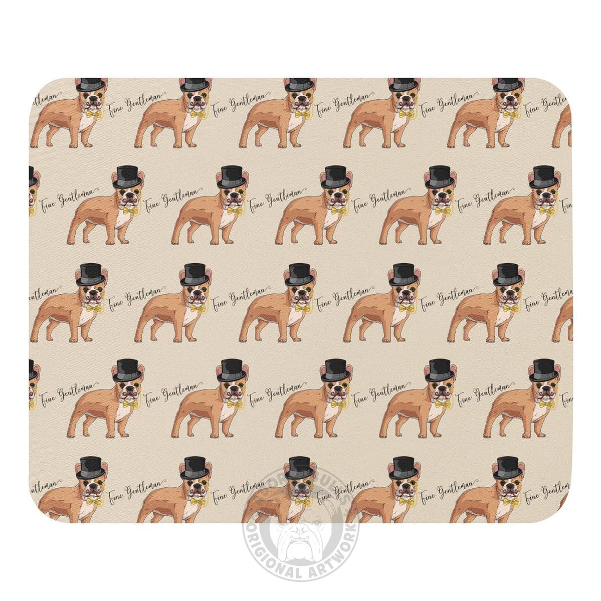 "Fine Gentleman" Mouse Pad | Fawn & White Colored French Bulldog