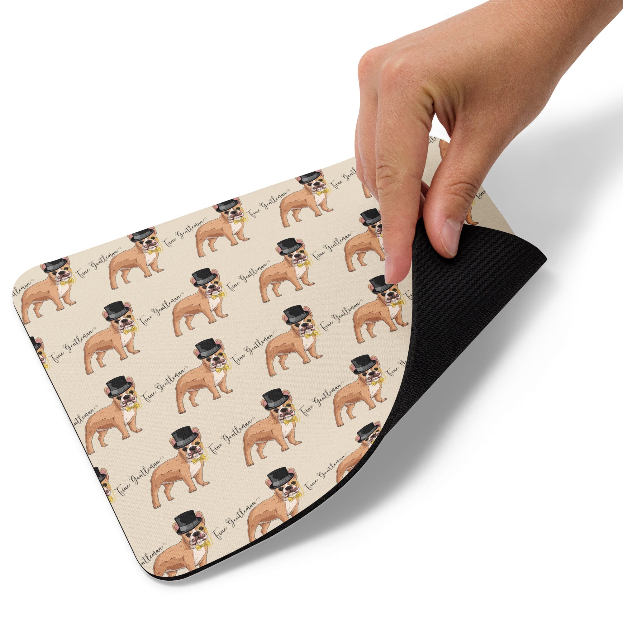 "Fine Gentleman" Mouse Pad | Fawn & White Colored French Bulldog