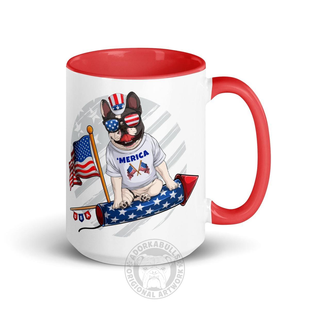 Frenchie Riding Firework Mug with Color Inside