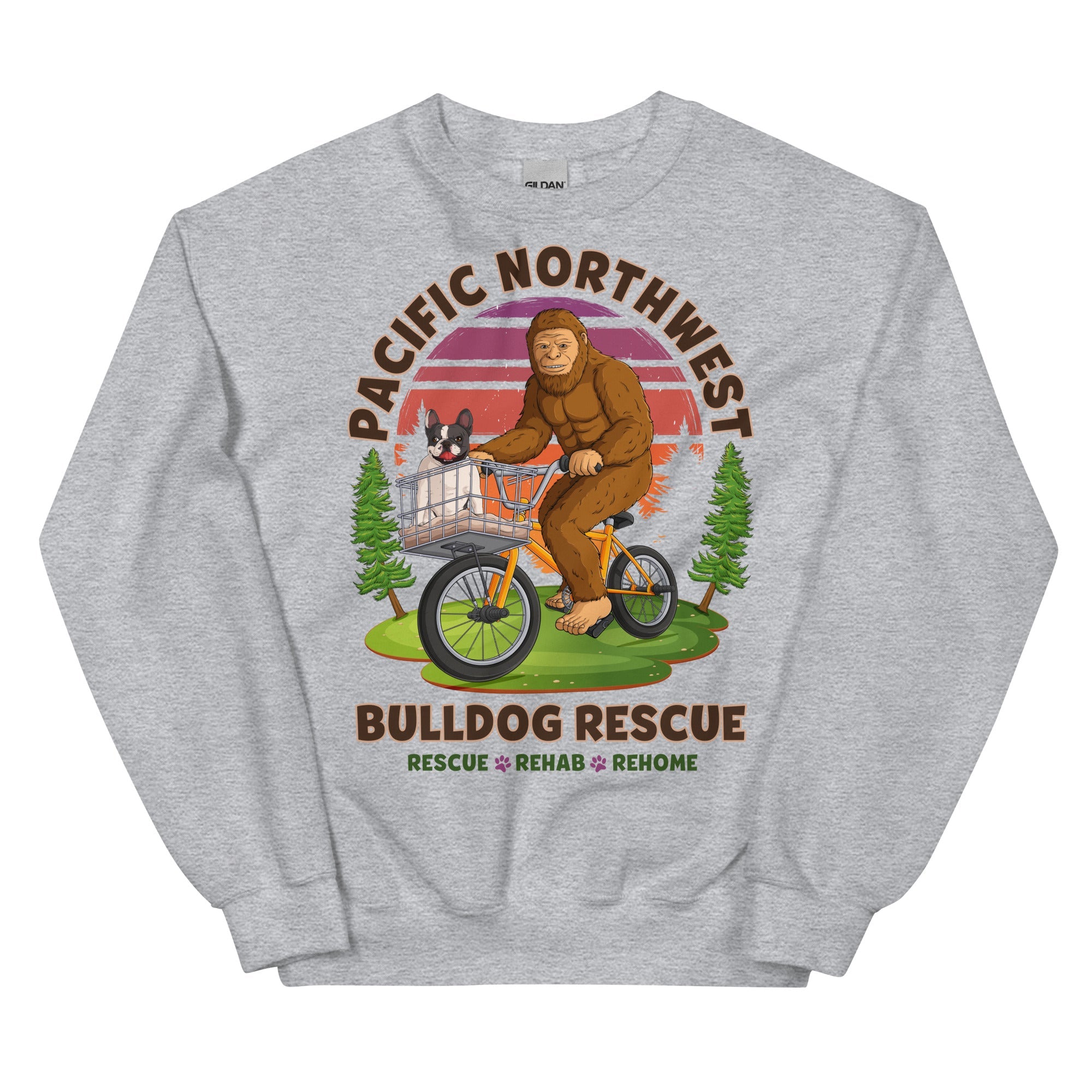 "Frenchies & Bigfoot" Pacific Northwest Bulldog Rescue Unisex Sweatshirt