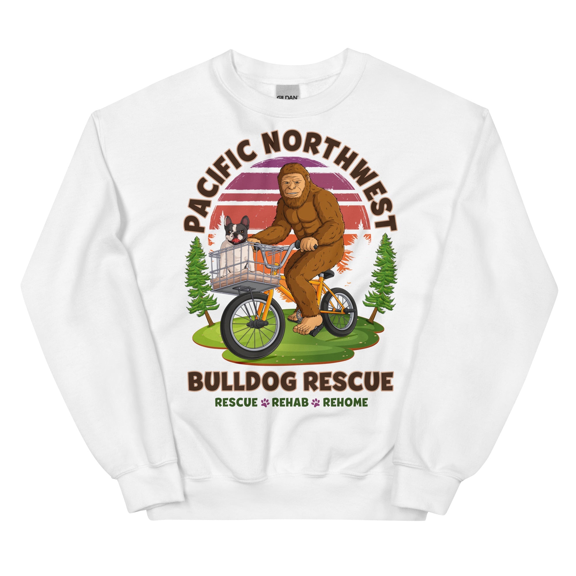 "Frenchies & Bigfoot" Pacific Northwest Bulldog Rescue Unisex Sweatshirt