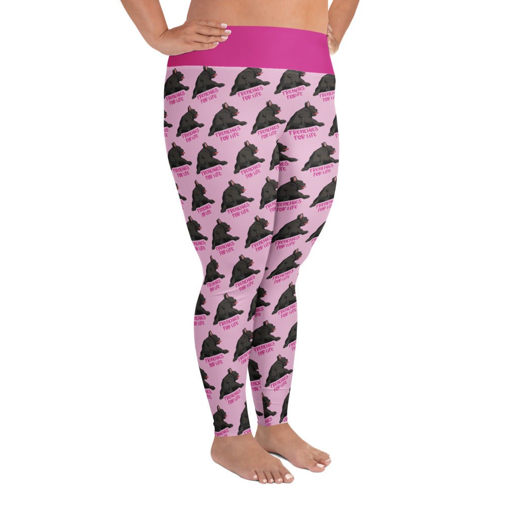 "Frenchies For Life" Plus Size Leggings | Black & White Colored
