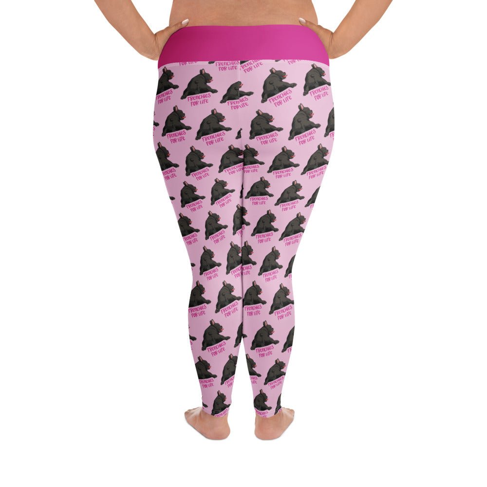 "Frenchies For Life" Plus Size Leggings | Black & White Colored