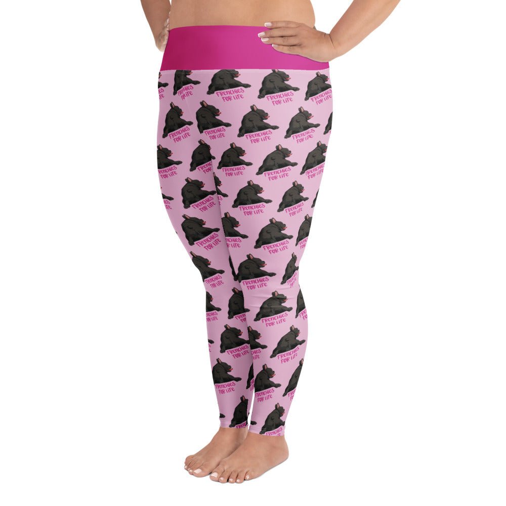 "Frenchies For Life" Plus Size Leggings | Black & White Colored