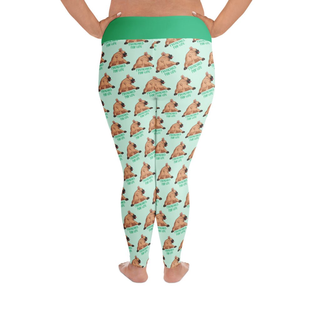 "Frenchies For Life" Plus Size Leggings | Fawn & White Colored