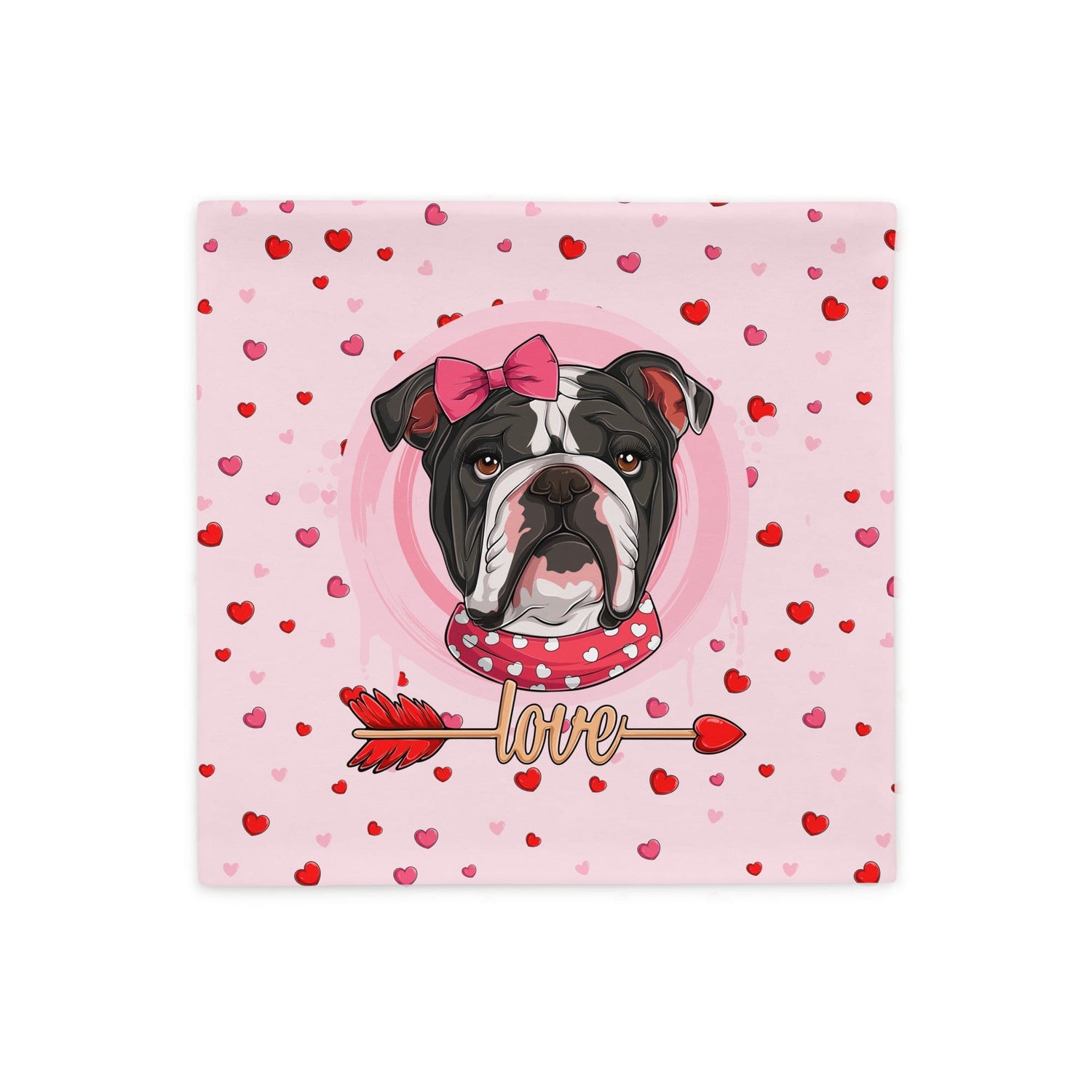 Gorgeous Black & White Colored Female English Bulldog Pink Valentine&