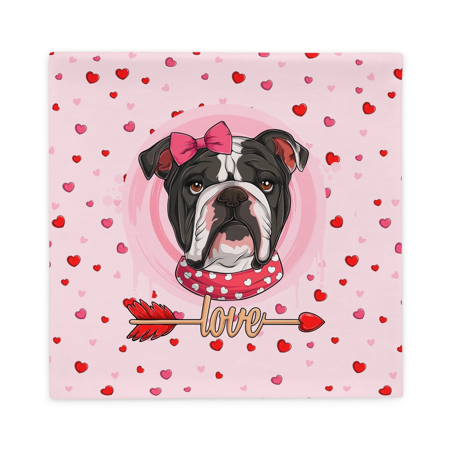 Gorgeous Black & White Colored Female English Bulldog Pink Valentine&