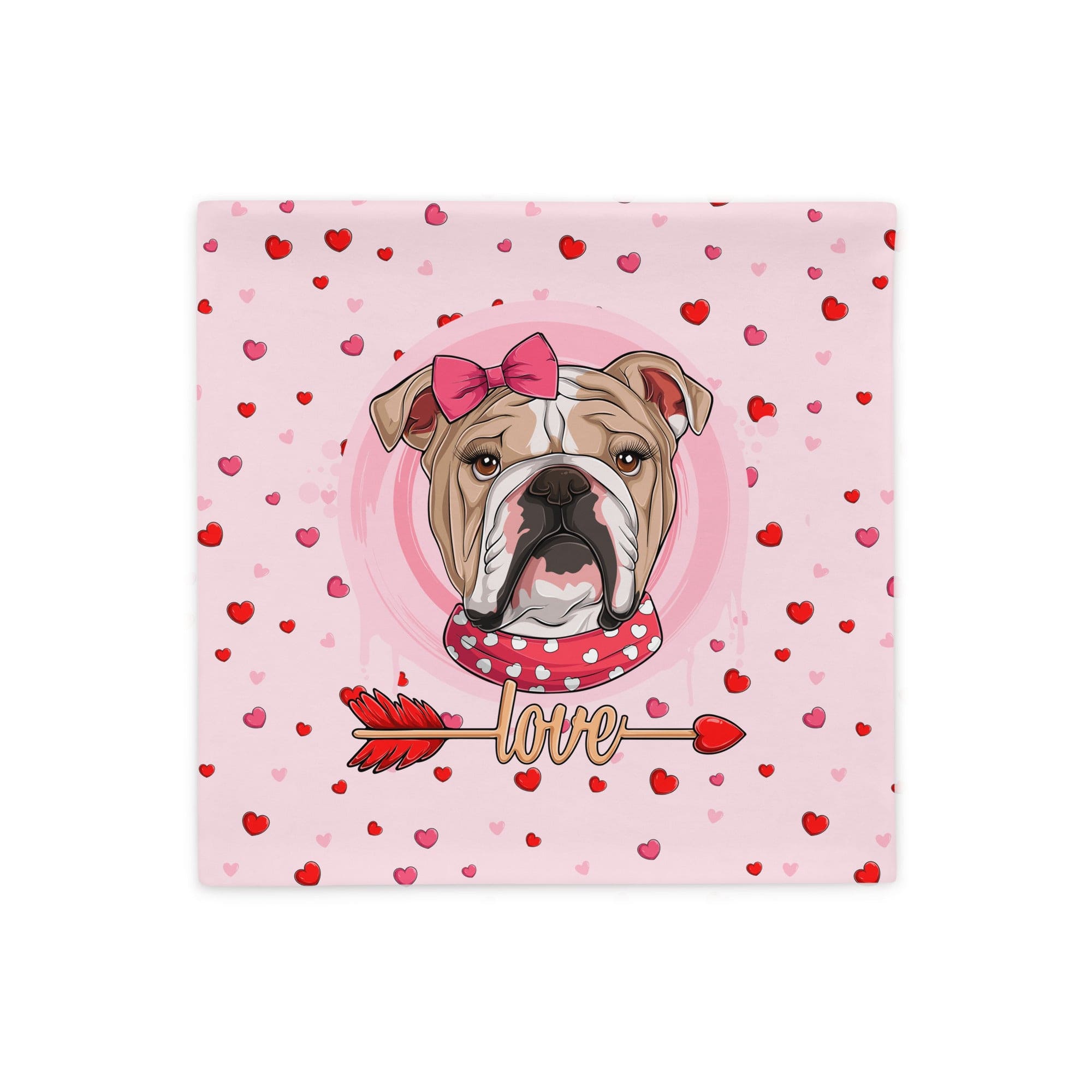 Gorgeous Fawn & White Colored Female English Bulldog Pink Valentine&