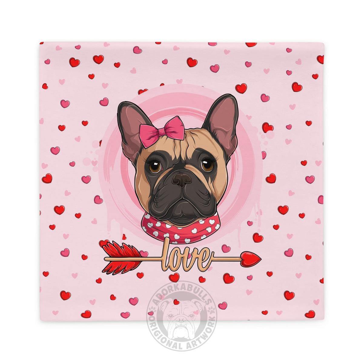 Gorgeous Fawn & White Colored Female French Bulldog Pink Valentine&