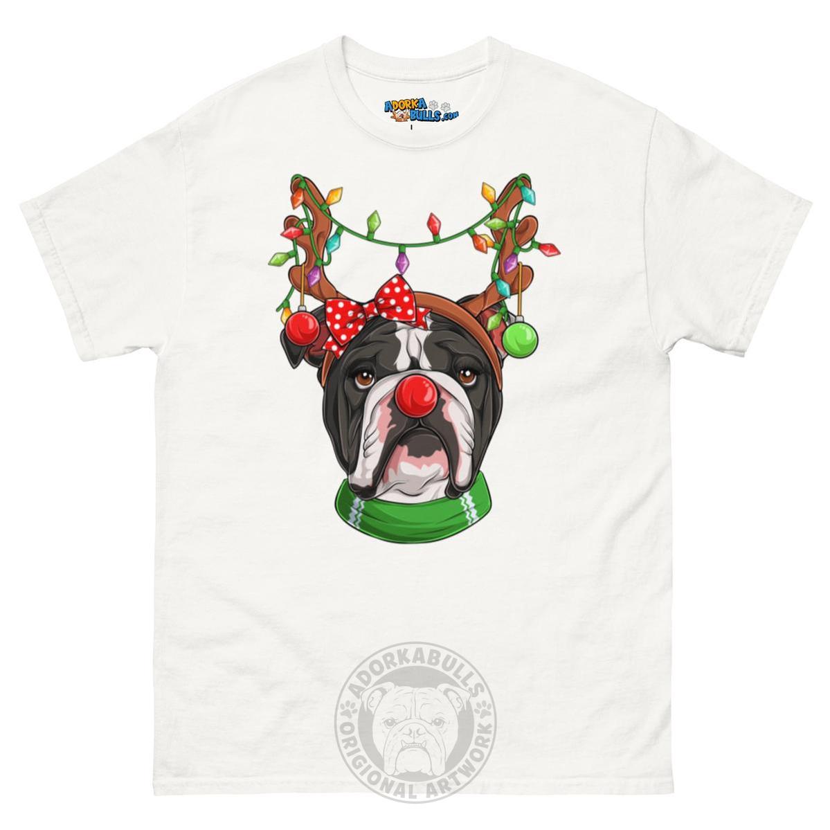 Grumpy Reindeer Female Bulldog T-Shirt | B&W Colored