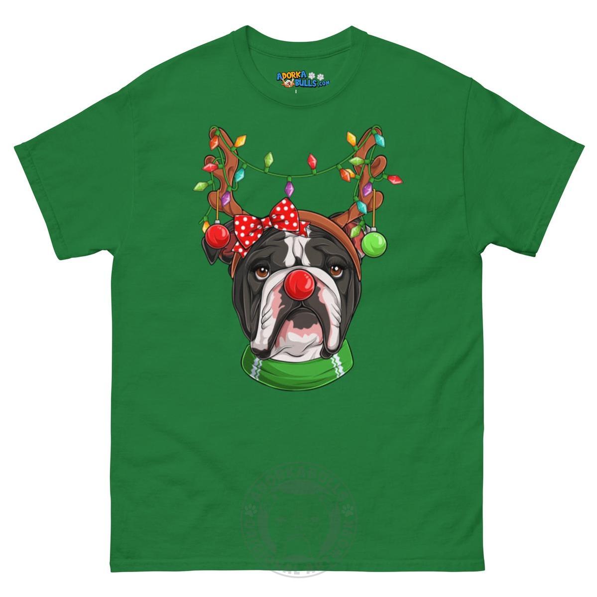 Grumpy Reindeer Female Bulldog T-Shirt | B&W Colored