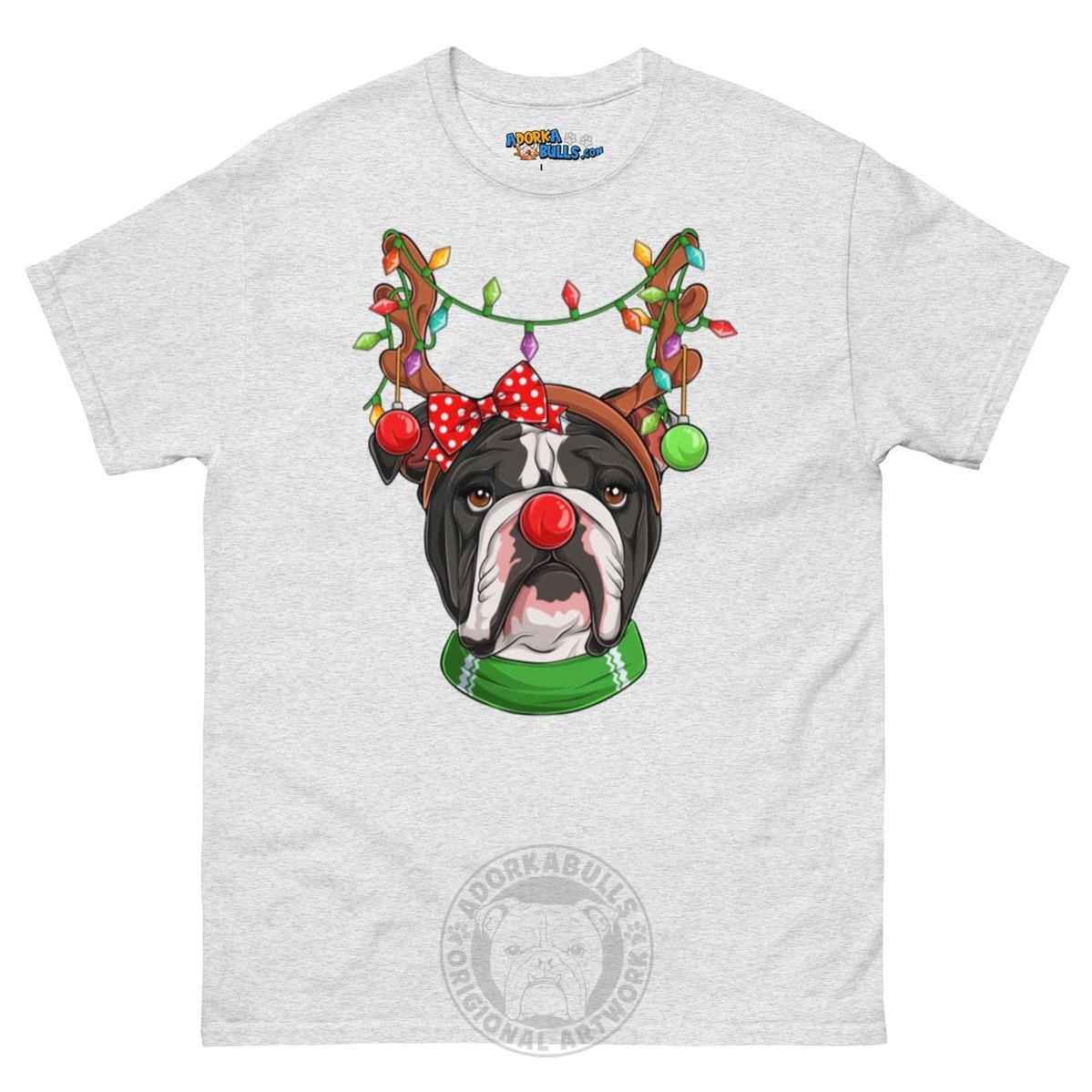 Grumpy Reindeer Female Bulldog T-Shirt | B&W Colored