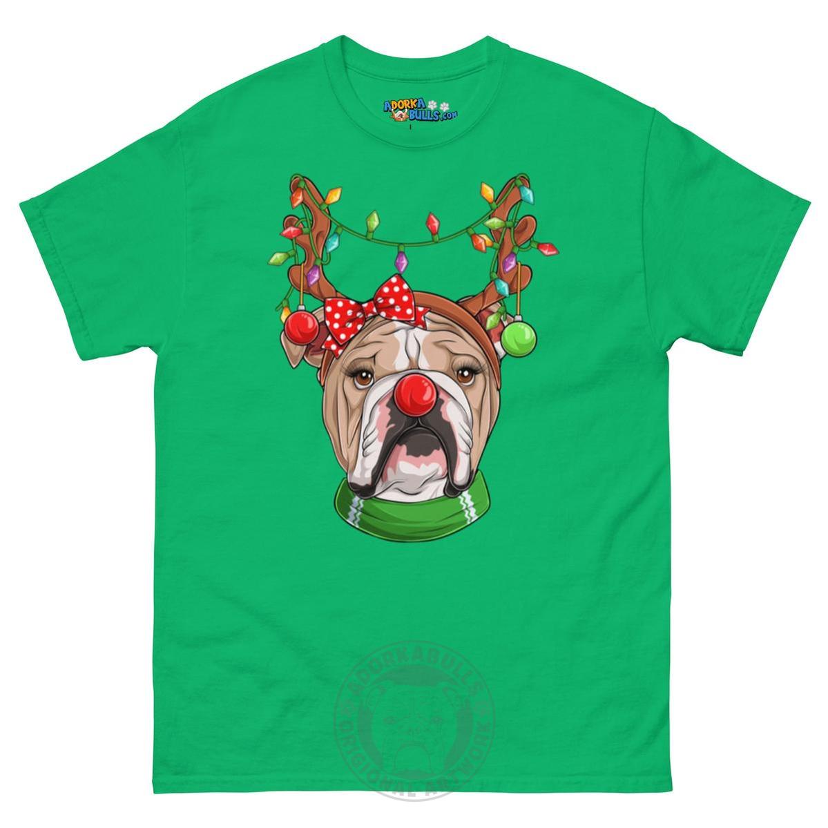 Grumpy Reindeer Female Bulldog T-Shirt | Fawn & White Colored