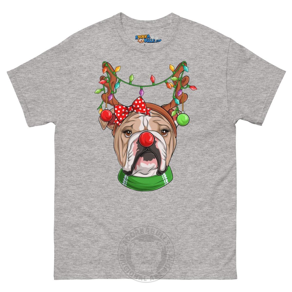 Grumpy Reindeer Female Bulldog T-Shirt | Fawn & White Colored