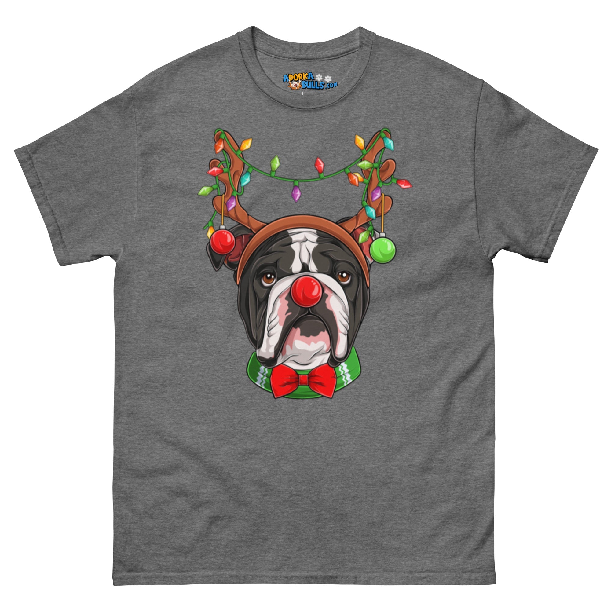 Grumpy Reindeer Male Bulldog T-Shirt | B&W Colored
